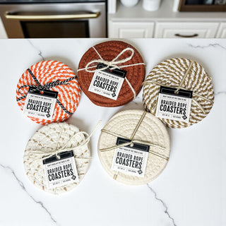 boho style coaster set gift wrapped and ready to give
rustic living room decor coasters for drinks set of four
handmade coaster gift for housewarming or new homeowners