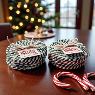 Wholesale Holiday season candy cane coasters Christmas gift set braided
Festive candy cane coasters Christmas holiday home decor