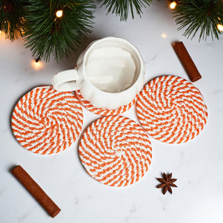 Housewarming gift braided coasters neutral colors gift wrapped
Holiday gift set braided rope coasters fall neutral tones