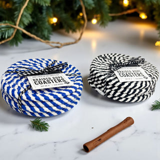 Beach house gift blue white braided rope coasters set
Coastal gift set blue and white braided coasters nautical
Hamptons style blue white braided rope coasters coastal decor