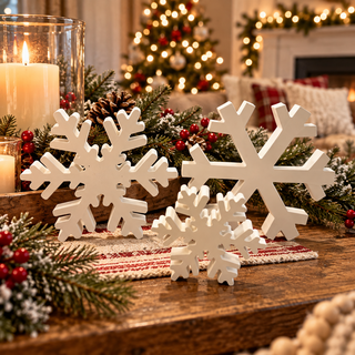wooden Christmas snowflake shelf sitter
rustic white snowflake holiday decor
Christmas snowflake table decorations
wooden snowflake Christmas centerpiece