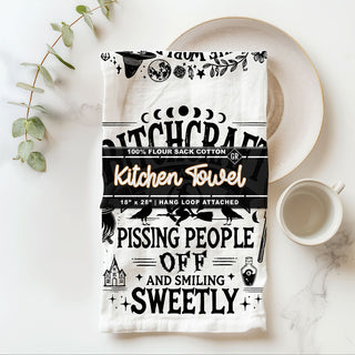 Wholesale funny adult halloween towel with bitchcraft phrase
black and white witch typography towel for modern farmhouse kitchen
sarcastic halloween hostess gift witch theme dish towel
funny witch towel for coffee bar or cocktail station décor