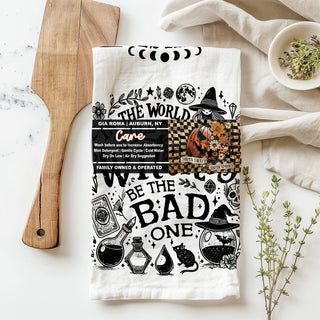 witch attitude kitchen towel for moody autumn décor Wholesalers USA 
Funny Witch Kitchen Towel – “In a World Full of Witches Be the Bad One” & “Bitchcraft” Halloween Dish Towel