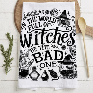 Wholesale funny witch kitchen towel in a world full of witches be the bad one
bitchcraft halloween dish towel the art of pissing people off
sarcastic witch quote flour sack towel for spooky kitchen décor
black and white witchy kitchen towel with funny sayings