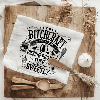 funny witch print towel for halloween coffee nook
sarcastic witch statement towel for alternative halloween décor
funny witch kitchen décor towel for spooky season