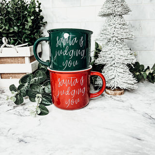 Hilarious Christmas Mugs for Man or Woman, Santa is Judging You Ceramic Mug
