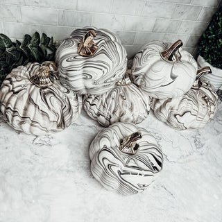 Luxury Halloween Decor, Handmade Ceramic Pumpkins BW