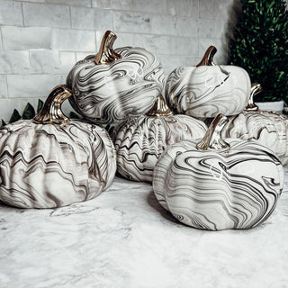 Black and White Pumpkins with Gold Stem, Pumpkin Centerpiece