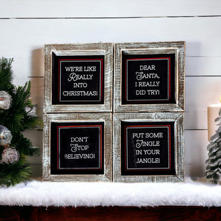 Modern Christmas Sign Sets, Holiday Sign Set of 4