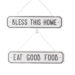 Farmhouse Wooden Hanging Signs, Bless Home & Kitchen Wood Sign